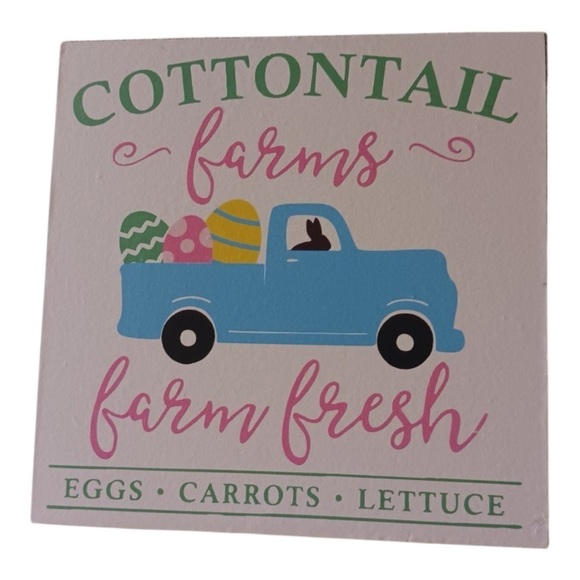 other Other - Easter Square Block Decor Cottontail Farm Wooden Accent